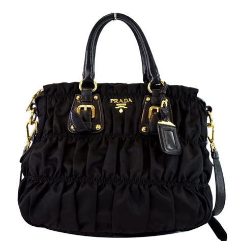 PRADA Gaufre Nappa Leather Tote Bag Black BN1336 .